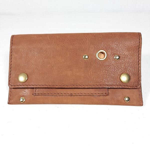 Tobaksring i glatt geiteskinn, farge Havana