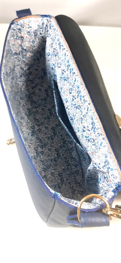 Sac baguette cuir bleu marine