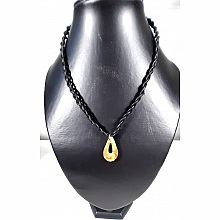 Collier cuir et m&eacute;daillon goutte verre de Murano